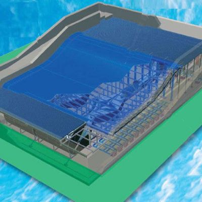 Simulatore di surf OEM Flowrider con pompa dell'acqua da 65kw e PVC morbido e resistente per parchi acquatici 15,3m*9,3m