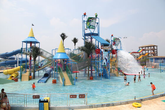 Super Water Play Structure with Hand-laid Fiberglass Flume and Hot-dip Galvanized Steel Structure for Turnkey Support