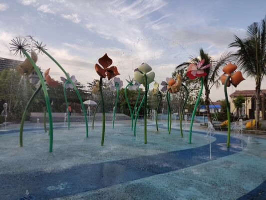 Children's Water Play Equipment with Hot-Dip Galvanized Steel Structure, Corrosion-Resistant Fiberglass Flume, and Shallow Water Safety Design