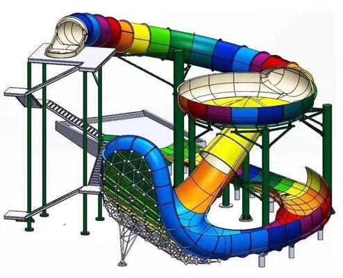 Scivolo acquatico in fibra di vetro alto 18m con Super Bowl da 12m e attrazione da brivido con zattera per 4 persone